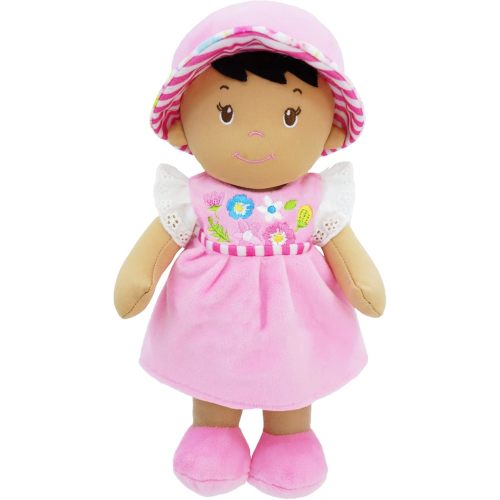 June Garden 12" Soft Dolly Malorie - Stuffed Soft Baby Doll Gift for 1 2 3 Year Old Girls - Pink Dress