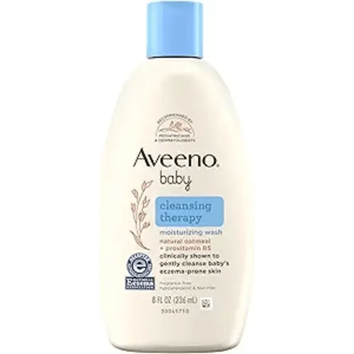 Aveeno Baby Cleansing Therapy Moisturizing Baby Body Wash with Natural Oatmeal & ProVitamin B5, Gentle Tear-Free Baby Bath Wash for Sensitive & Eczema-Prone Skin, Hypoallergenic, 8 oz