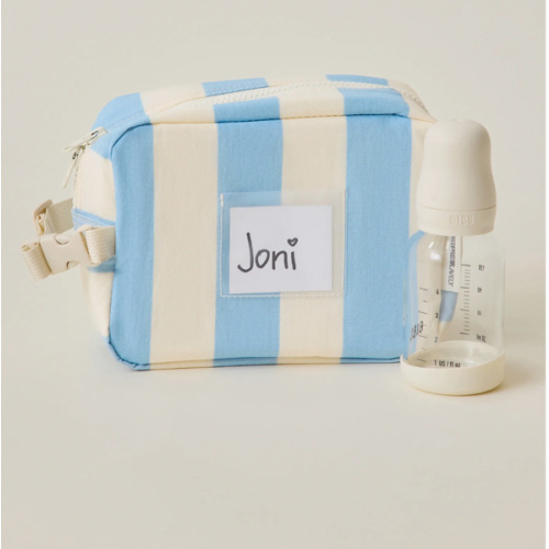 Baby Bottle Cooler Bag For Breast Milk or Snacks Fits Inside Diaper Bag | Blue Wide Stripe - Storq by Kindred Bravely