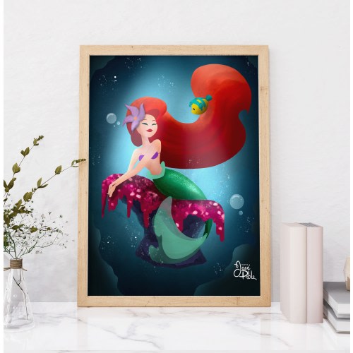 Princess Ariel Art Print~ Disney Princess Wall Art~ Disney princess Art~ Disney Princess Decor