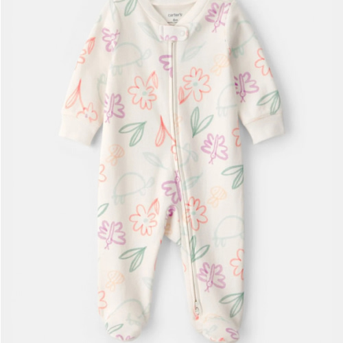 Baby Girl Spring Floral 2-Way Zip 100% Cotton Sleep & Play Pajama - Ivory | Carter's