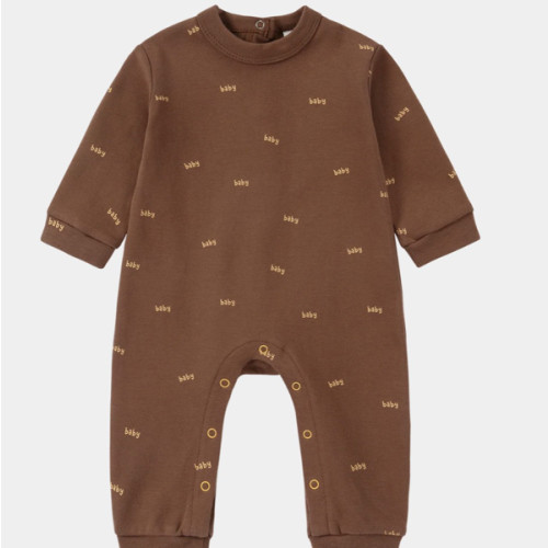 Pima Relaxed Fit Romper - Typo Baby. Caramel