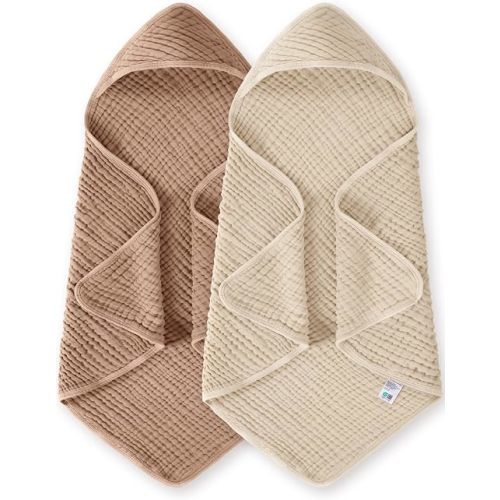 lulumoon Muslin Baby Hooded Towels: 6-Layer Cotton Bath Towels for Newborns