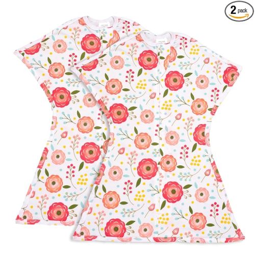 SleepingBaby Zipadee-Zip Transition Swaddle 2-Pack - Starfish Design for Self-Soothing & Better Sleep - Ideal for Rolling Babies - Pretty Pink Poppy, Small (4-8 Month)