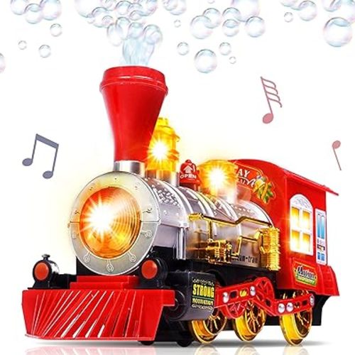 ArtCreativity Bubble Blowing Toy Train with Lights & Sounds, Bump and Go Toddler Train Toys for Around The Tree, Kids Bubble Machine, for Boys & Girls Ages 1-6