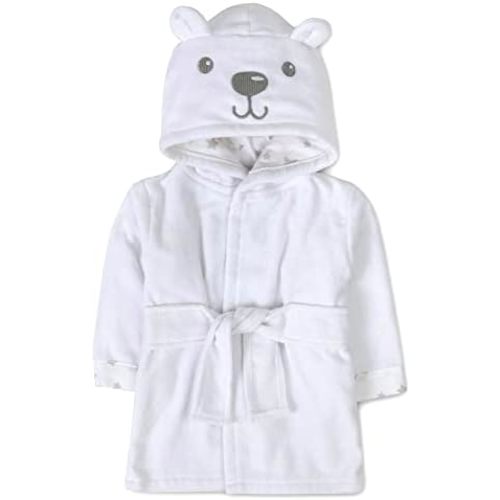 Baby Essentials Unisex Baby Plush Animal Face Bathrobe Hooded with Tie Closure for Newborns and Infants 0-9 Months