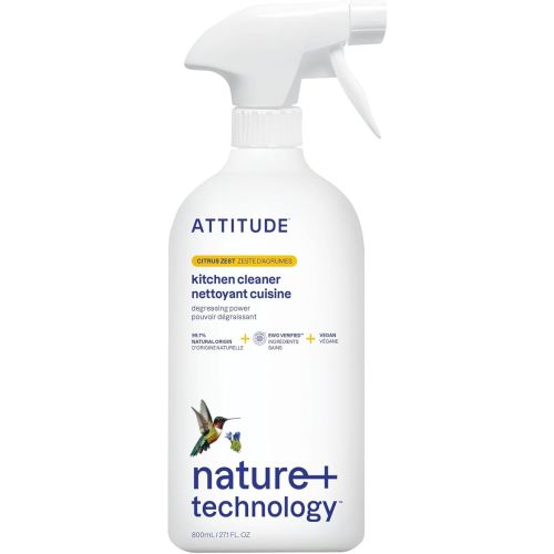 ATTITUDE Kitchen Cleaner, EWG Verified, Advanced Degreasing Power, Plant and Mineral-Based, Vegan, Citrus Zest, 27.1 Fl Oz