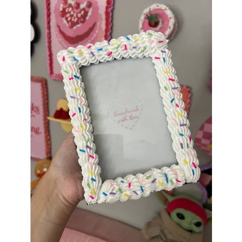 Fake Cake Photo Frame White with colorful sprinkles  4x6 / 5x7 / 8x10 / 8.5x11