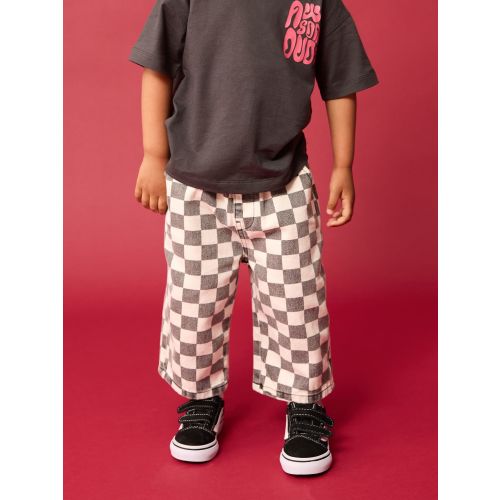 Black/White Checkerboard Pull On Wide Trousers (3mths-7yrs)