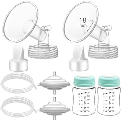 Pump Parts Compatible with Spectra S1/S2/9 Plus, Not Original Accessories, Full Set Replacements Include 18mm Flanges, Duckbill Valves, Backflow Protectors, Tubings and Bottles