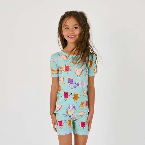 Lunch Buddies Two-Piece Short Sleeve & Shorts Pajama Set | Little Sleepies