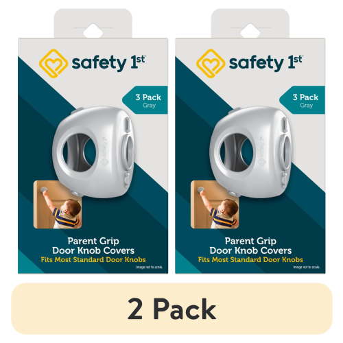 (2 pack) Safety 1st Parent Grip Door Knob Covers, Gray, 3 pack, Toddler