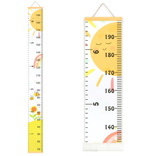 MIBOTE Growth Height Chart for Kids, Removable 79"x7.9" (Sunshine) | Canvas Height Measurement Ruler for Kids' Room & Nursery Wall Decor – Removable, Reusable, Perfect Baby Shower Gift
