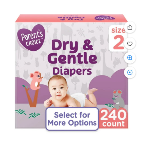 Parent's Choice Dry & Gentle Diapers Size 2, 240 Count (Select for More Options) HSA/FSA Eligible - Walmart.com