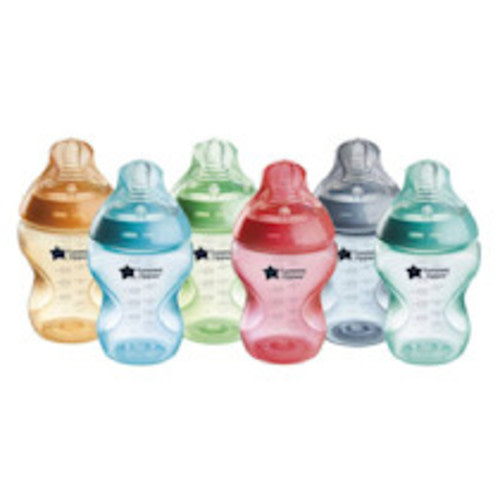 Tommee Tippee Anti-Colic Baby Bottles 9oz Colorful Start with Slow-Flow Nipple