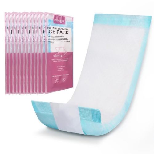 NEWGO Disposable Instant Perineal Cold Packs for Postpartum, 12 Pack | Absorbent Pad for Postpartum Recovery, Soothes After-delivery Pain and Vaginal Discomfort, Instant Cold Relief, 13.7" x 4.5"