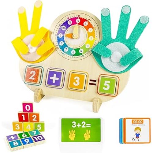 Toddler Learning Toys 3-5, Educational Games with Visual Timer for Kids 5-7, Montessori Number Counting Toys, Math Manipulatives, Preschool Kindergarten School Supplies, Birthday Gifts for 2 3 4 5 6 7