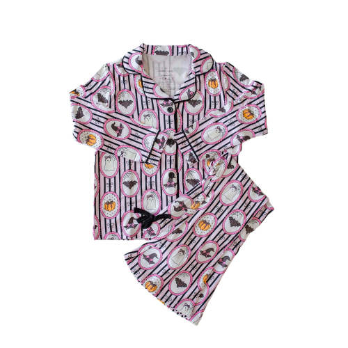 Girls' Halloween Glow-in-the-Dark Two-Piece Flare Lounge Set in Galloween | Caden Lane