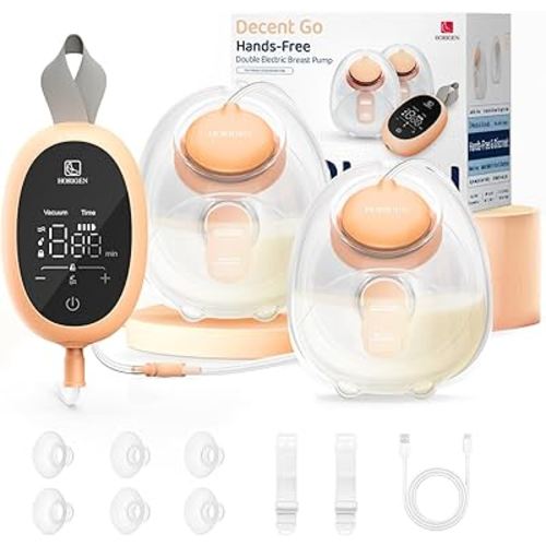 Upgraded Wearable Hands Free Breast Pump: D6 Portable Low Noise Breastfeeding Pumps with 3 Modes & 9 Levels & Memory Function | Leak-Proof Double-Seal Design | Strong Suction 15/17/21/25mm Flange