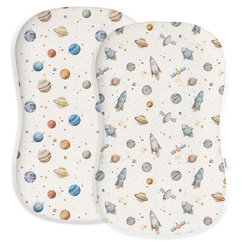 Baby Lounger Cover 2 Pack, Infant Lounger Cover, Stellar Adventure | 31.5'' x 21.6'', Soft, Breathable & Stretchy, Fits Most Baby Lounger Pillow, Envelope Closure, Covers Only, Stellar Adventure