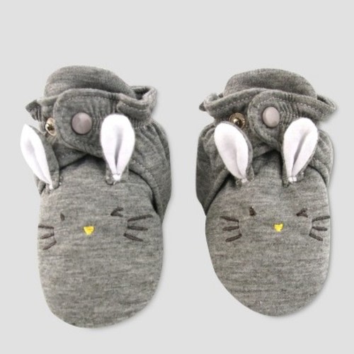 Baby Slipper Socks with Rabbit Face - Cat & Jack Gray 0-3M