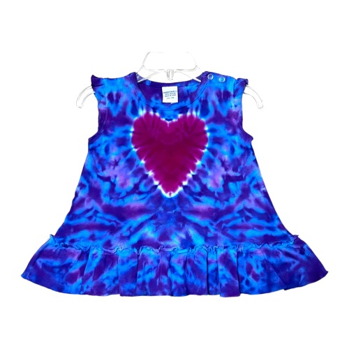 TIE DYE Baby Dress Purple Heart Girl's Ruffle Dress Infant sizes 3 6 12 18 24 months handmade Love shower gift