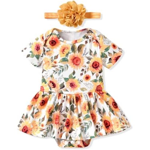Aalizzwell Newborn Infant Baby Girls Bodysuit Dress