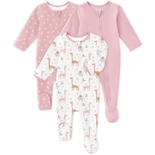 Baby Sleepers 3Pcs 100% Cotton Pajamas for Newborn 0-3 3-6 6-9 Months Boys Girls Clothes Sleep 'N Play Footed PJs
