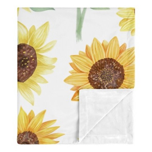 Sweet Jojo Designs Girl Baby Security Blanket Sunflower Yellow Green and White