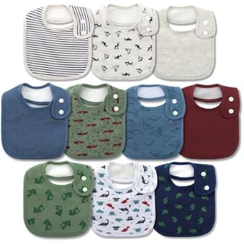 Hakochia Waterproof Baby Bibs Organic Cotton Super Soft and Absorbent With Adjustable Snap for Baby Boys and Girls
