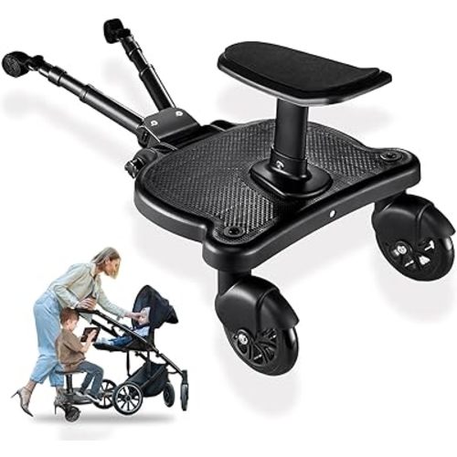 Universal Stroller Board with Detachable Seat - 2 in 1 Sit and Stand Stroller Standing Board for Most Brands of Strollers Holds Children up to 55