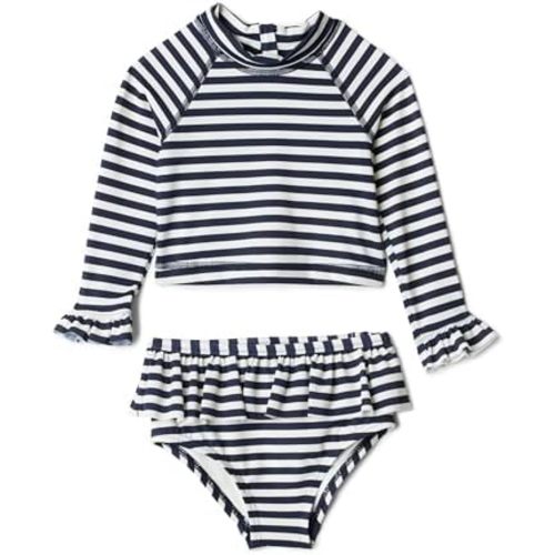 Amazon Essentials x Sofia Grainge Toddlers and Baby Girls' Two-Piece Long Sleeve Rashguard Set, Multipacks