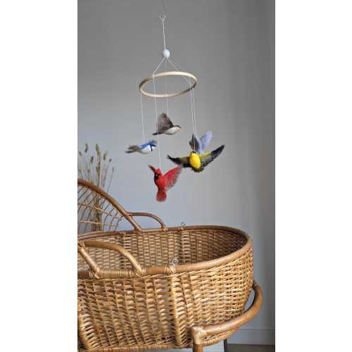 Baby Mobile: Backyard Birds - Needle Felted - Wool Nursery Decor