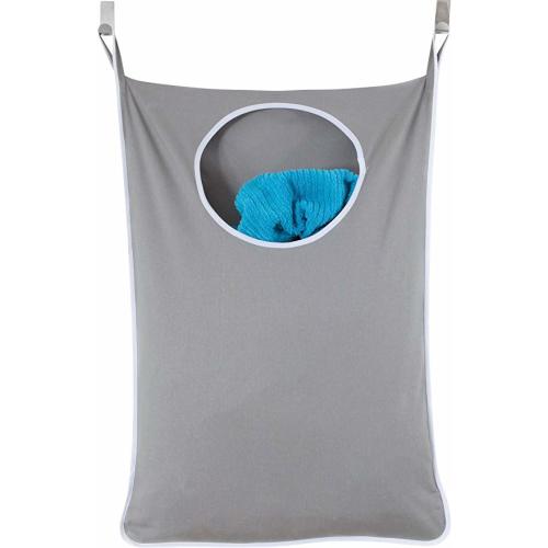 Urban Mom Door Hanging Laundry Hamper with Stainless Steel Hooks (Gray) - Grey
