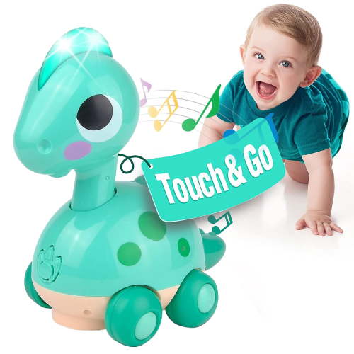Totowood Musical Crawling Dinosaur Toy for 1-3 Year-Old Boys and Girls - Perfect Toddler Gift with Lights and Music
