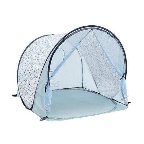 Babymoov Anti-UV Baby & Toddler Beach Tent UPF 50+ Sun Protection with Pop Up System for Easy Use & Transport, Blue Waves (Summer 2025 Edition)