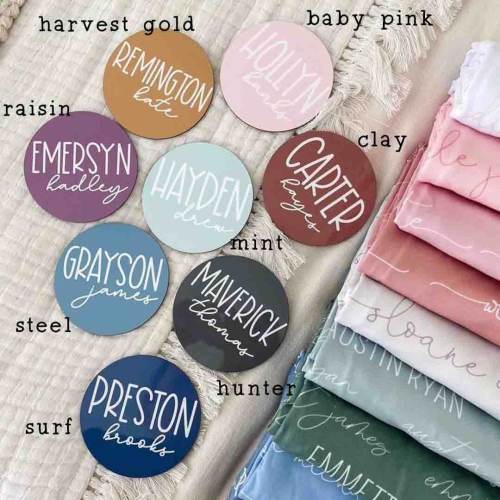 Personalized Block & Script Colored Baby Name Announcement