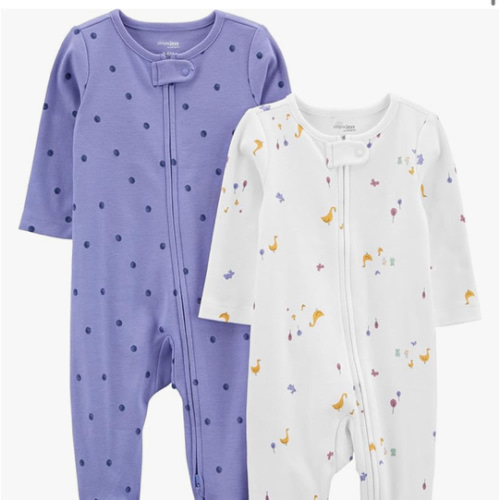 Simple Joys by Carter's Baby Girls' Cotton Footed Sleep and Play, Pack of 2