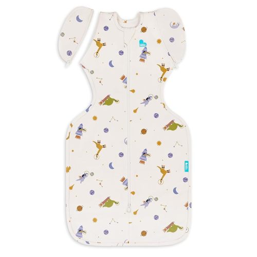 Love To Dream Swaddle Up Transition Swaddle, 1.0 TOG, Patented Zip-Off Wings, Gently Help Baby Transition from Being Swaddled to Arms Free When Showing Signs of Rolling. 19-24 lbs, Space Dinos