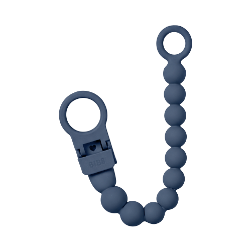 Pacifier Clip Beaded - Steel Blue