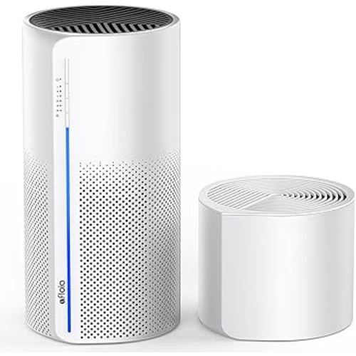 Afloia 2-in-1 Air Purifier & Humidifier Combo, Advanced 3-Stage Filtration, Whisper-Quiet Operation, Auto Shut-Off, 7-Color LED Light, Ideal for Pet Allergies & Smoke (White)