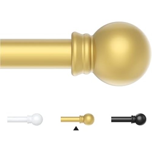 Thestoa Gold Curtain Rods for Windows 30-46 Inch, 5/8" Stainless Steel Small Curtain Rod for Bedroom, Living Room,Kitchen,Farmhouse