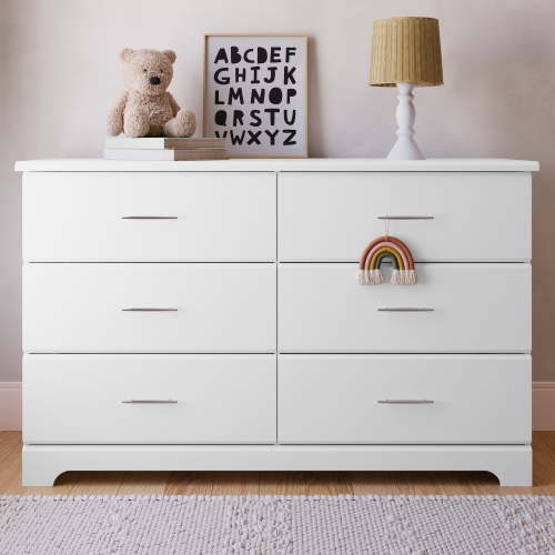 Storkcraft Brookside 6 Drawer Nursery Double Dresser, White