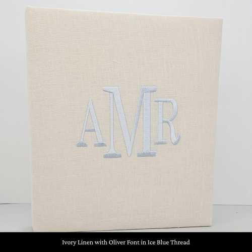 Ivory Linen Baby Memory Book, Personalized Guest Book, Custom Monogrammed Keepsake, New Baby Gift