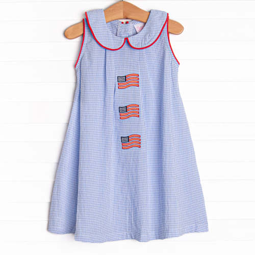 Flags of Freedom Applique Dress, Blue – Stitchy Fish