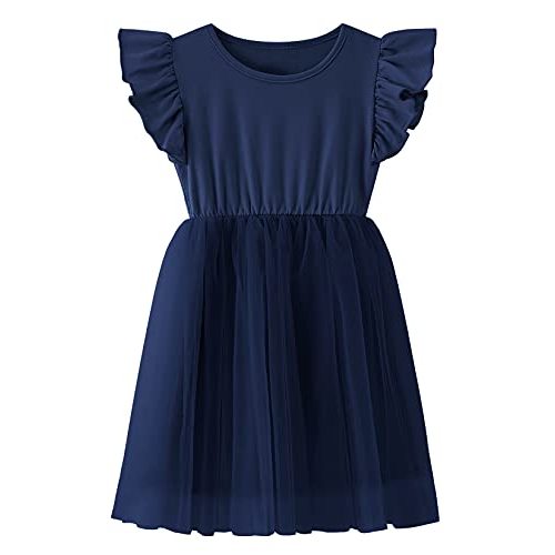 Girls Tutu Tulle Ruffle Sleeve Party Dress