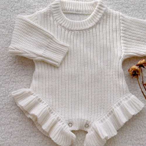 BLANKS Ruffle Knit Baby Onesie, Custom Baby Girl Knit Romper