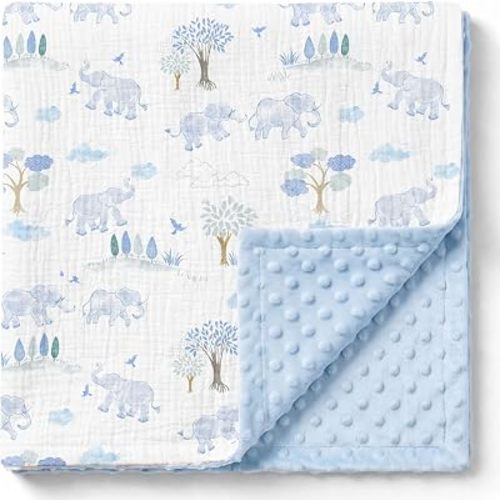 GLLQUEN BABY Muslin Baby Blankets for Boys & Girls, 2-Layer Toddler Blanket