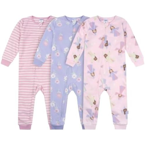 Gerber Baby & Toddler Girls Loose Fit Fleece Footless Pajamas 3-Pack