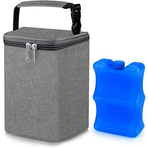 Accmor Breastmilk Cooler Bag with Ice Pack, Baby Bottle Cooler Bags, Insulated Tote Bags On The Go, Fits 4 Large 8oz Bottles, for Nursing Mom Daycare Travel, Grey